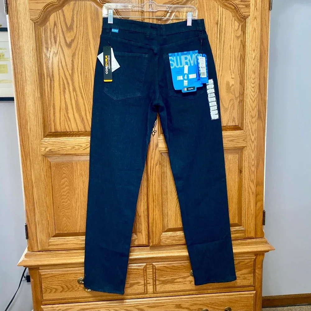 Swrve Regular Fit Jeans Cycling 4-Way Stretch Indigo Blue Cordura Sz‎ 30x34 NWT